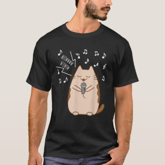 Camiseta Gatinho Karaoke Kawaii Cute Cantando Kawaii Cat Mi