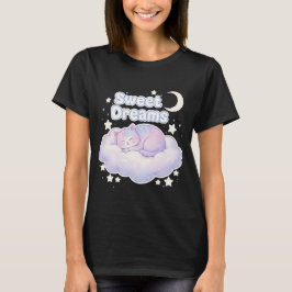 Camiseta Gatinho Kawaii Adormecido em Pastel