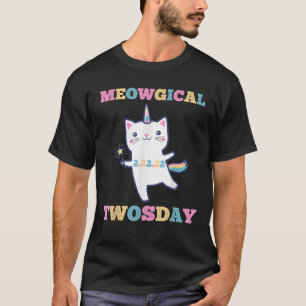 Camiseta Gatinho Kawaii F do Gato de Twosday Meowgical Love