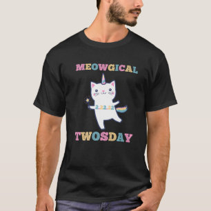 Camiseta Gatinho Kawaii F do Gato de Twosday Meowgical Love