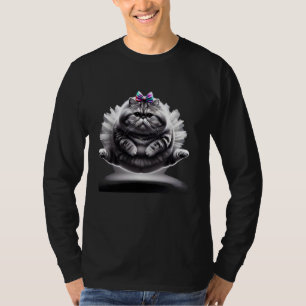 Camiseta Gatinho Kitty Ballet Engraçado e Gorducho Vestindo