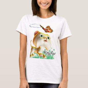 Camiseta Gatinho Luv e borboleta - t-shirt