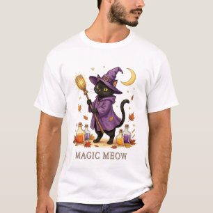 Camiseta Gatinho Mágico - Bruxa Gata Preta Fofa com Poções