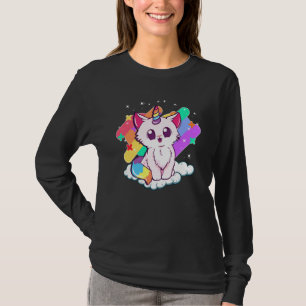 Camiseta Gatinho mágico de arco-íris, adorável, de gato bra
