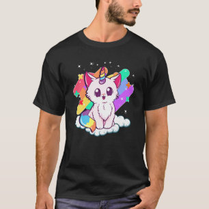 Camiseta Gatinho mágico de arco-íris, adorável, de gato bra
