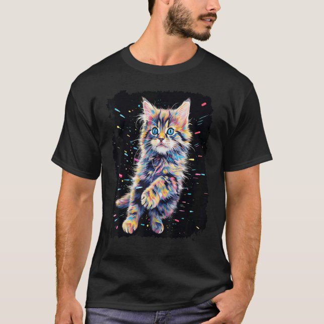 Camiseta Gatinho Maine Coon Pop Art (Frente)