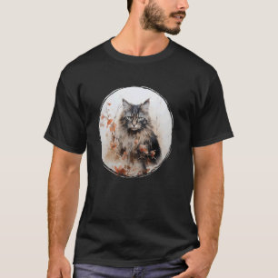 Camiseta Gatinho Malhado Cinza e Marrom Fofo e Felpudo e Pi