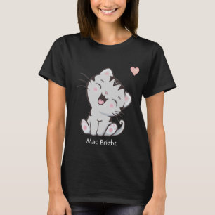 Camiseta Gatinho Malhado Cinza Fofo & Coração