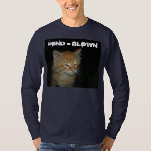 Camiseta Gatinho "MENTE =" t-shirt FUNDIDO da Longo-Capa
