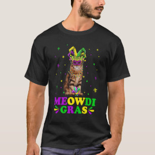Camiseta Gatinho Meowdi Gras Máscara de Carnaval de Gato Si