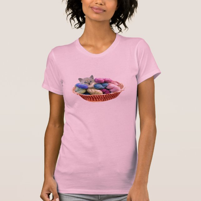 Camiseta Gatinho na cesta do fio (Frente)