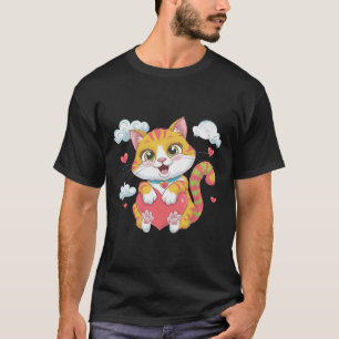 Camiseta Gatinho namorados Adorável Gato Giro-Arco-Íris Cut
