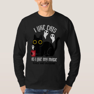 Camiseta Gatinho Negro Bonito Testemunha com Fantasmas Magi