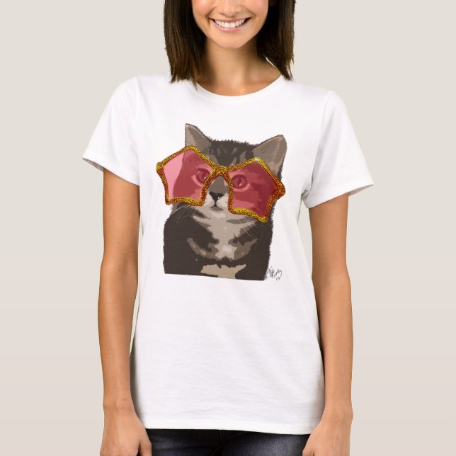 Camiseta Gatinho nos óculos de sol das estrelas (Frente)