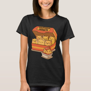 Camiseta Gatinho Nuggen Comida Bonita Galinha-do-gato-do-ma