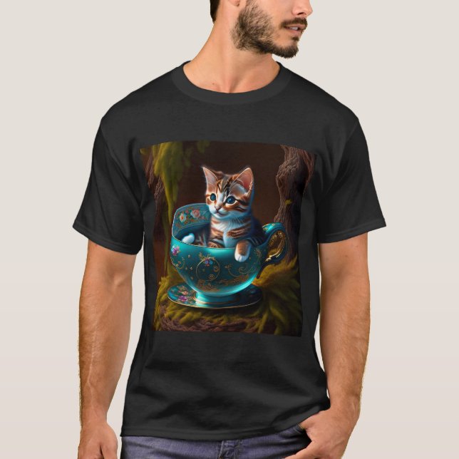 Camiseta Gatinho num teacup - Gato (Frente)
