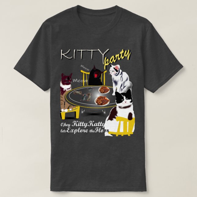 Camiseta Gatinho Party com Gatinho (Frente do Design)