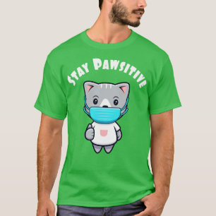 Camiseta Gatinho Pawsitivo de Máscara de Gato Kawaii Bonito