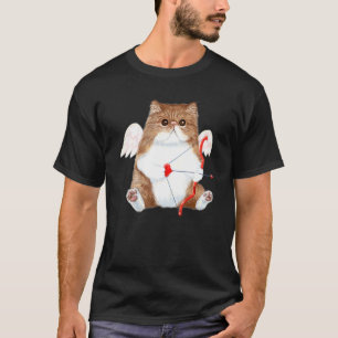 Camiseta Gatinho Persa de Coração Cupido, Dia de os namorad