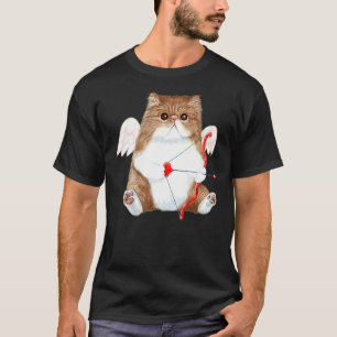 Camiseta Gatinho Persa de Coração Cupido, Dia de os namorad