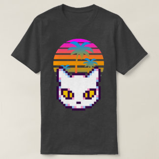 Camiseta Gatinho Pixel Retro Palmeiras Pôr do Sol