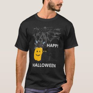 Camiseta Gatinho Preto do Dia das Bruxas Chapéu de Bruxa Ab