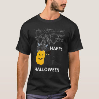 Camiseta Gatinho Preto do Dia das Bruxas Chapéu de Bruxa Ab