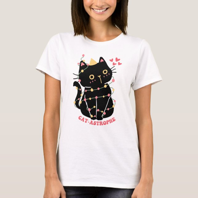 Camiseta Gatinho preto em gata-astropia (Frente)