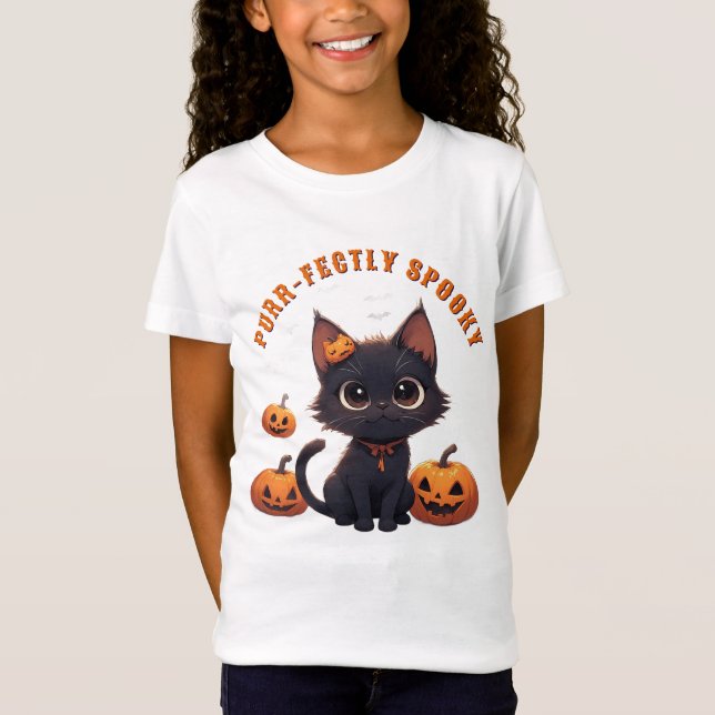 Camiseta Gatinho Preto Fofo de Halloween 🎃 (Frente)