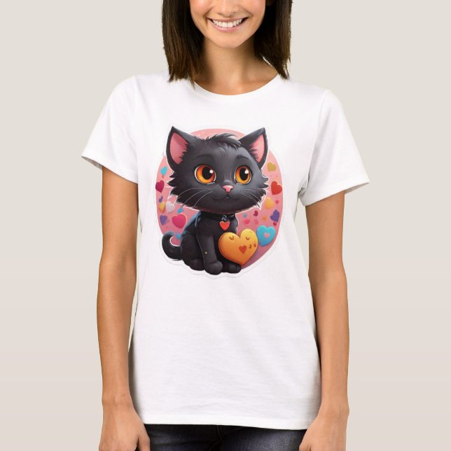 Camiseta Gatinho Preto namorados (Frente)
