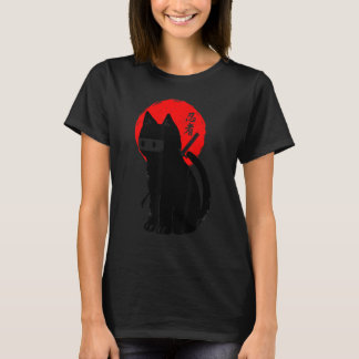 Camiseta Gatinho Preto Ninja Gato Japonês Samurai