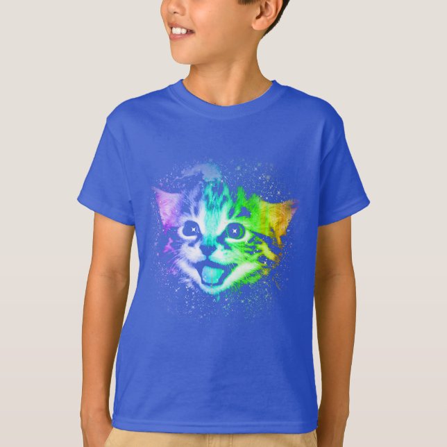 Camiseta Gatinho profundo do espaço da galáxia (Frente)