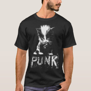 Camiseta Gatinho Punk com Desenho Gótico Nge e Mohawk