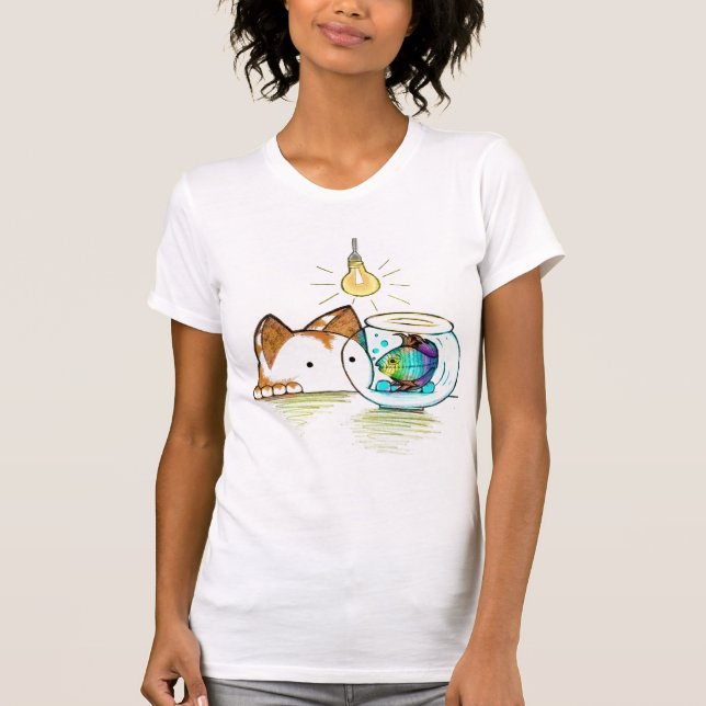 Camiseta Gatinho que olha duvidoso (Frente)