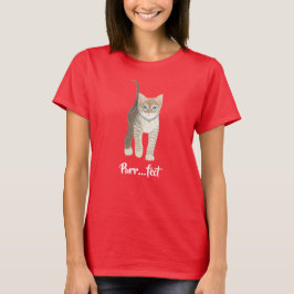 Camiseta Gatinho Rajado Vermelho Manga Curta
