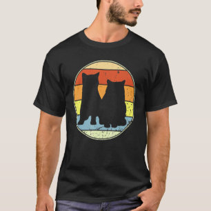 Camiseta Gatinho Retro Silhueta de Gato Antigo Animal 70s