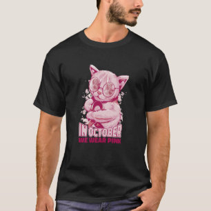 Camiseta Gatinho rosa de outubro bonito