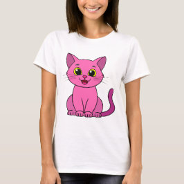 Camiseta Gatinho Rosa Feliz