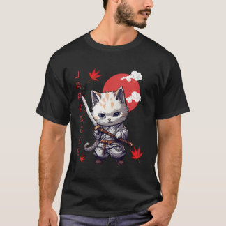 Camiseta Gatinho Samurai japonês Kawaii Red Sun Ninja Mães 