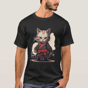 Camiseta Gatinho Samurai Japonês Swordplay