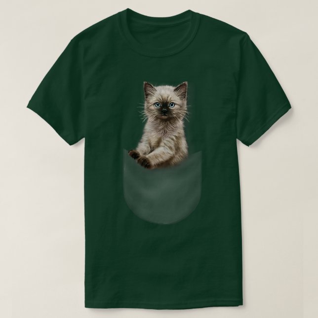 Camiseta Gatinho Siamês Gato Fora de Bolso, Gato (Frente do Design)