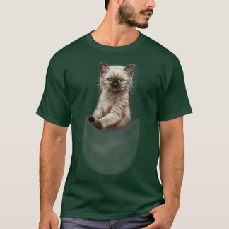 Camiseta Gatinho Siamês Gato Fora de Bolso, Gato