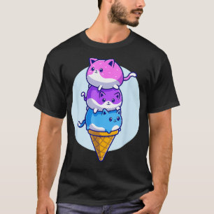 Camiseta Gatinho Sorvete Gato Gato Encantado Verão Engraçad