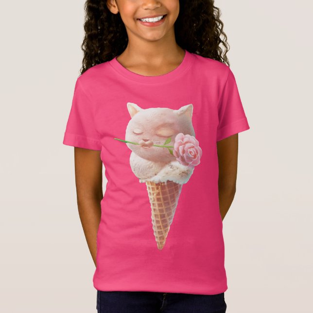 Camiseta Gatinho sorvete - Rosado e Sonho (Frente)