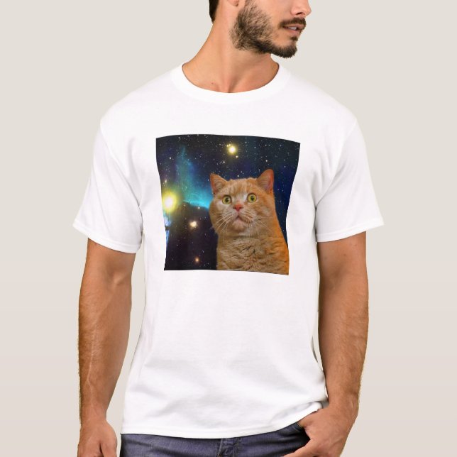 Camiseta Gatinho surpreendido do espaço (Frente)