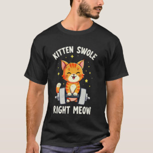 Camiseta Gatinho Swole Agora Gato Levantador de Peso Divers
