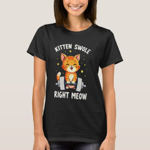 Camiseta Gatinho Swole Agora Gato Levantador de Peso Ginási