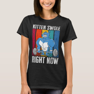Camiseta Gatinho Swole Agora Mesmo Academia de Musculação F