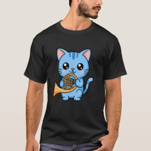 Camiseta Gatinho Tocador de Trompa Tocando Trompa Francesa