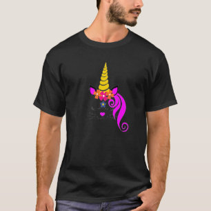 Camiseta Gatinho Unicórnio Caticórnio Rosto Gatinho Garota